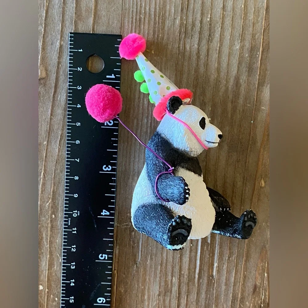 Panda Party Cake Topper Whimsical Boho Cute Party Hat and Balloon